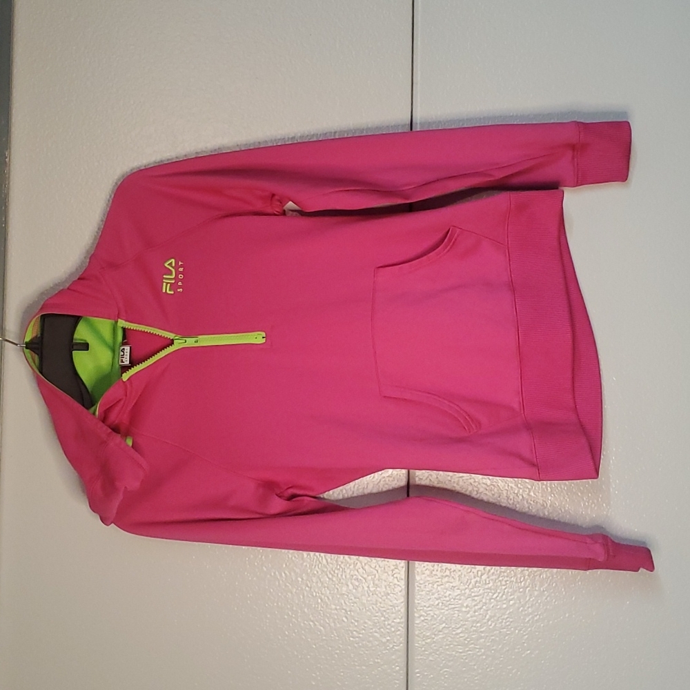 Youth Fila Sport Pink and green Hoodie size Large 14 with zipper